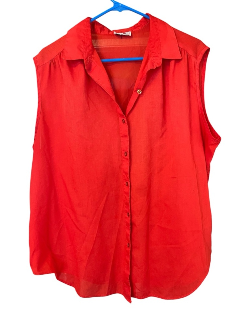 Woman’s vintage Square One Red Cotton light weight button down tank top Large